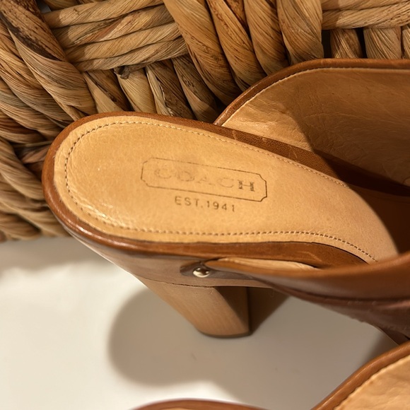 Wooden leather clogs with stud detail by Coach. - Picture 7 of 7